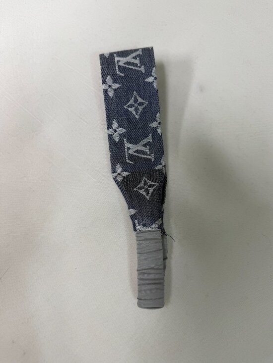 Curated Crowns Upcycled Louis Vuitton Monogram Scarf Headband Navy Gray main image 4